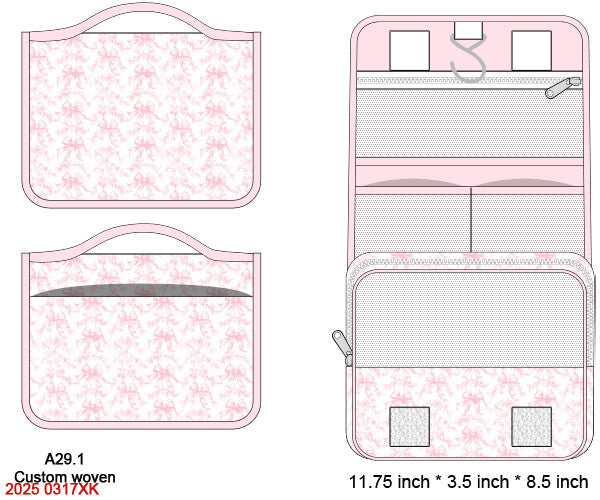 Pink Flowers + Bows Toile Luggage