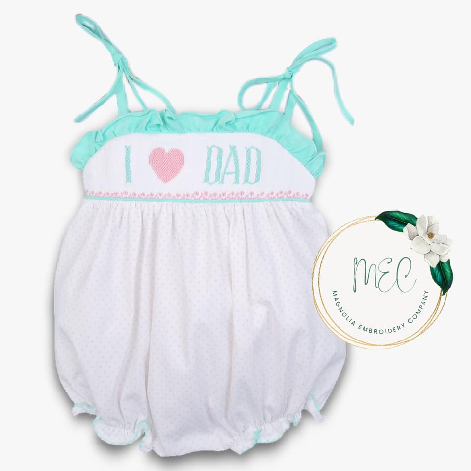 'I ❤️ Dad' Bitty Dot Smocked Bubble