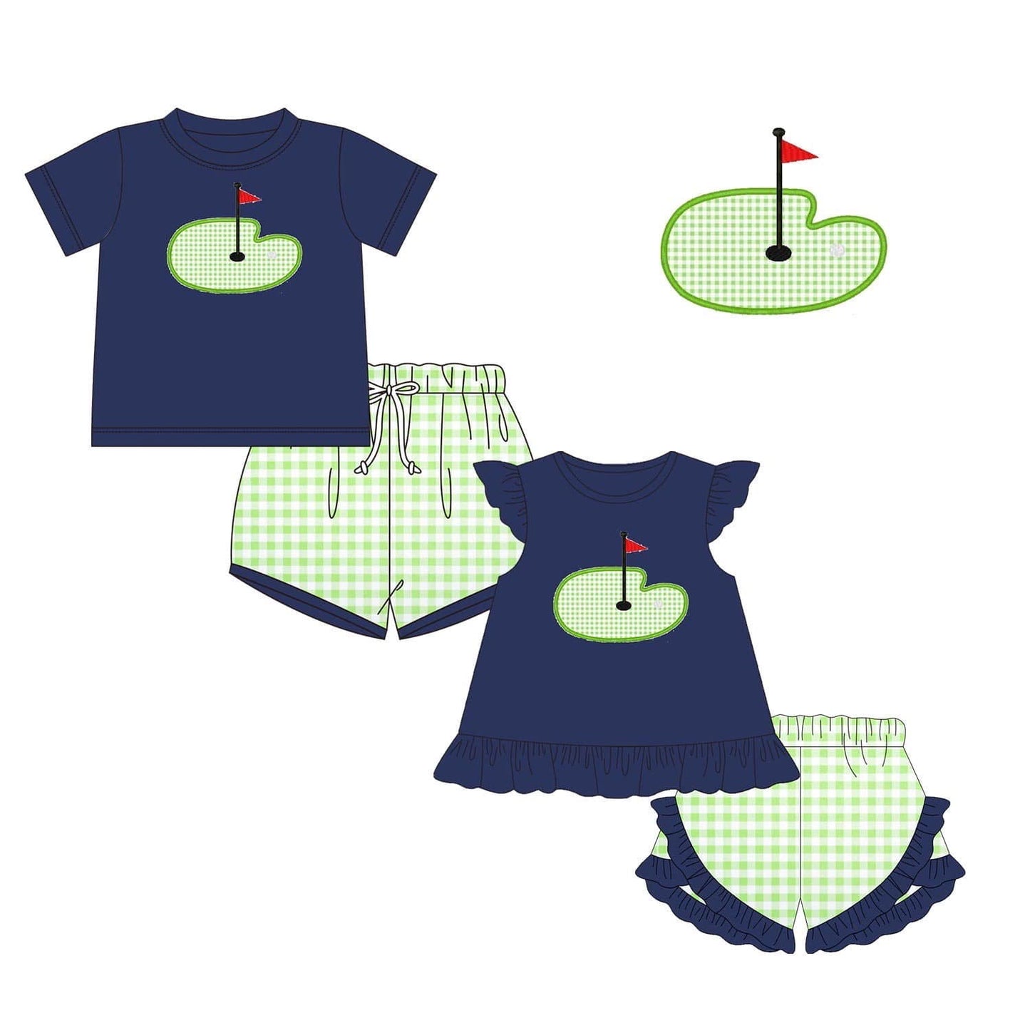 Putting Green Applique Short Sets
