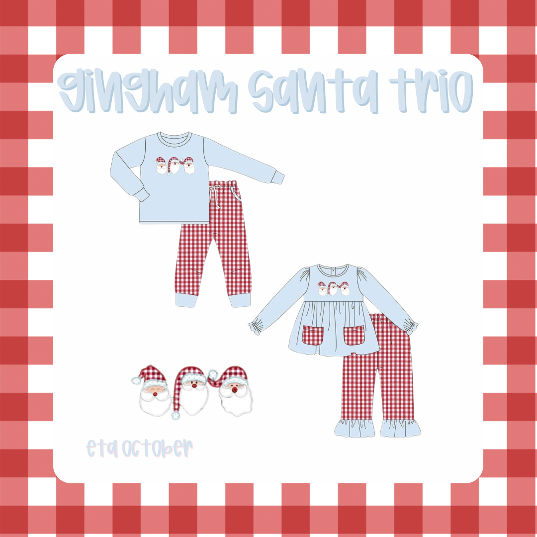 Gingham Santa Trio