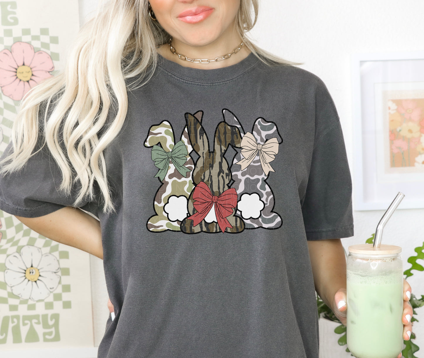 Camo bunnies with bow adult- Multiple Styles