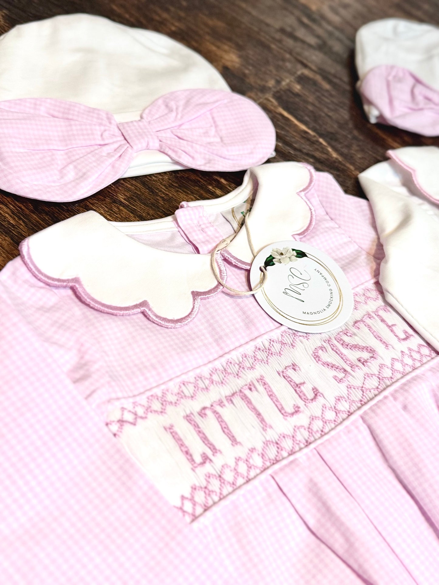 Smocked Peter Pan Collared Gown & Hat Set