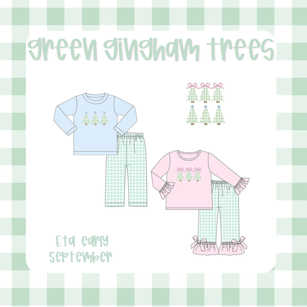 Green Gingham Christmas Trees