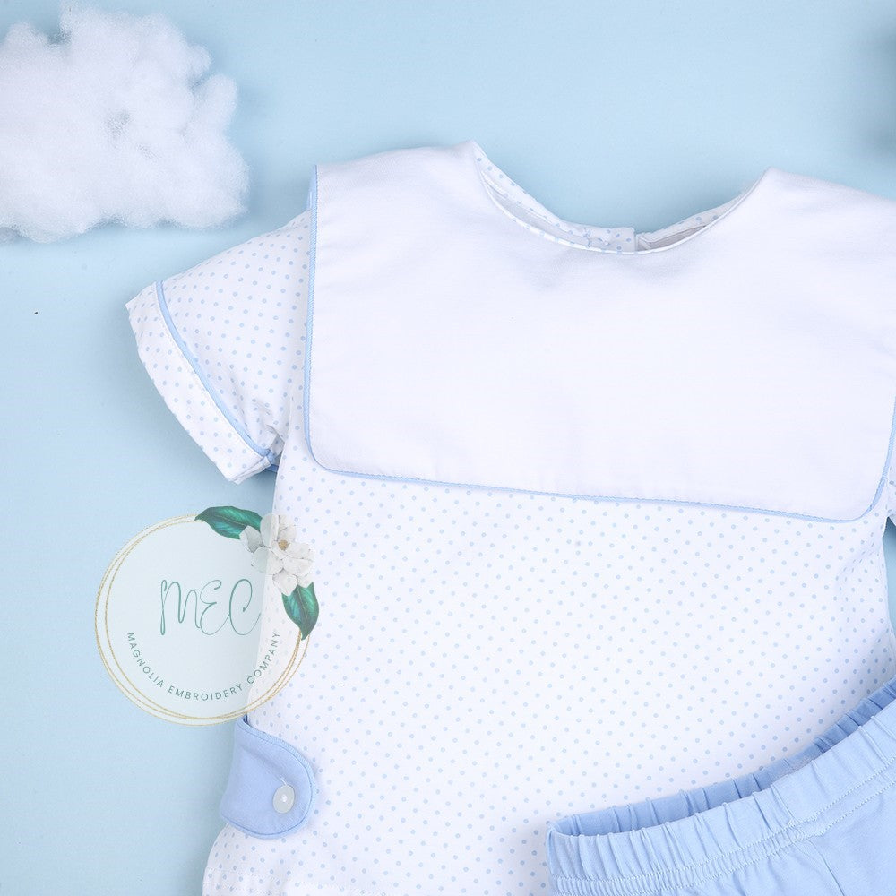 Bitty Dot Blue Short Set - Customizable