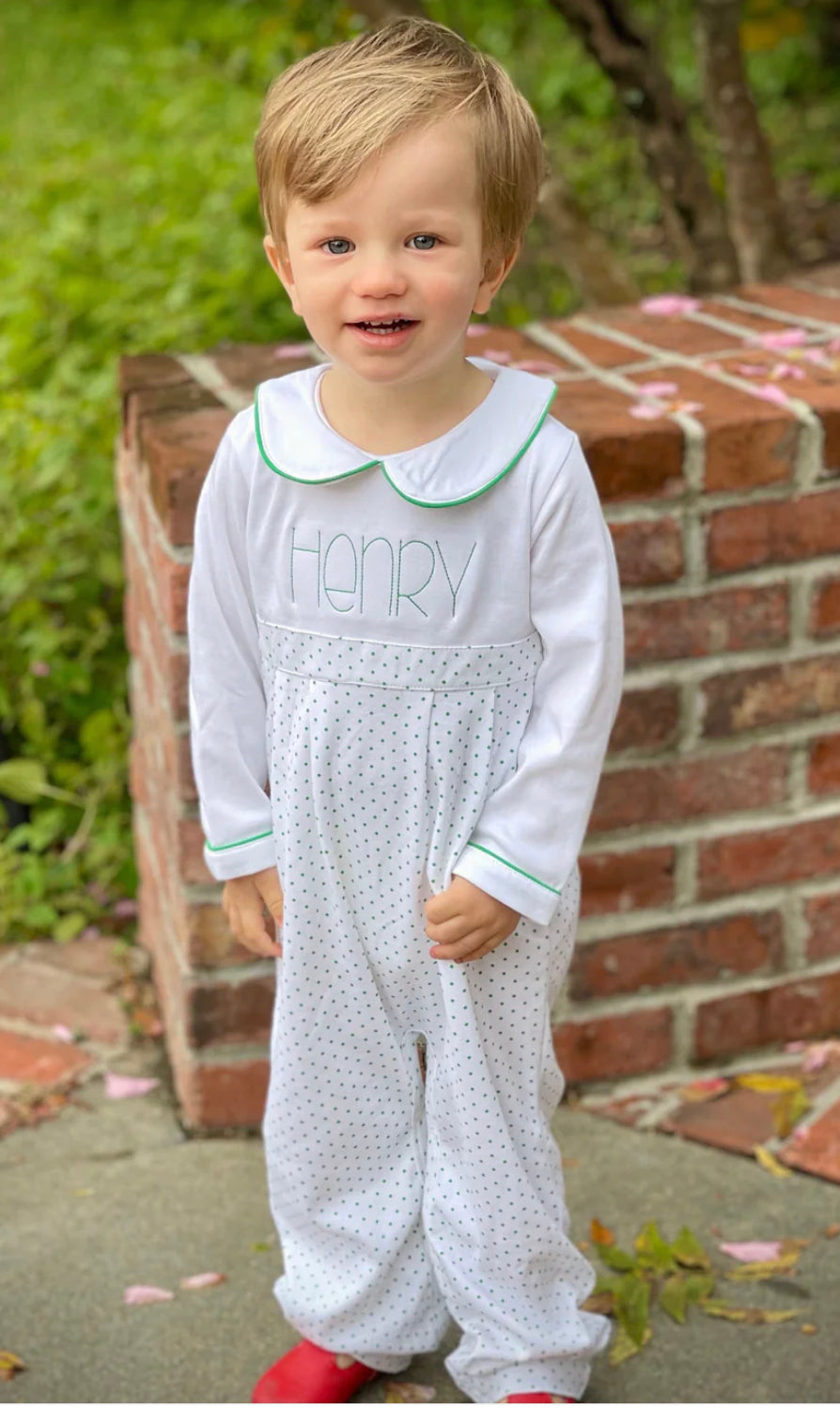 Bitty Dot Romper - Green