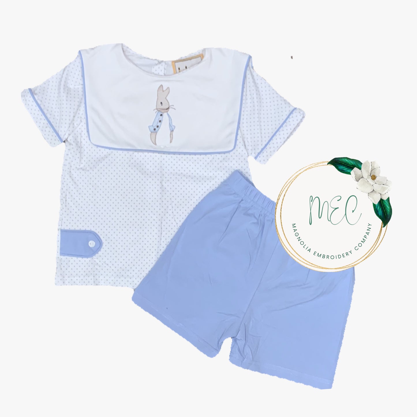 Bitty Dot Blue Short Set - Customizable