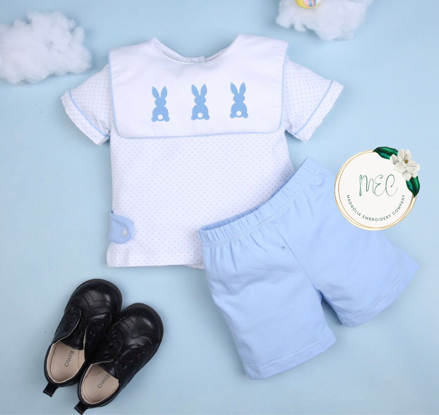 Bitty Dot Blue Short Set - Customizable