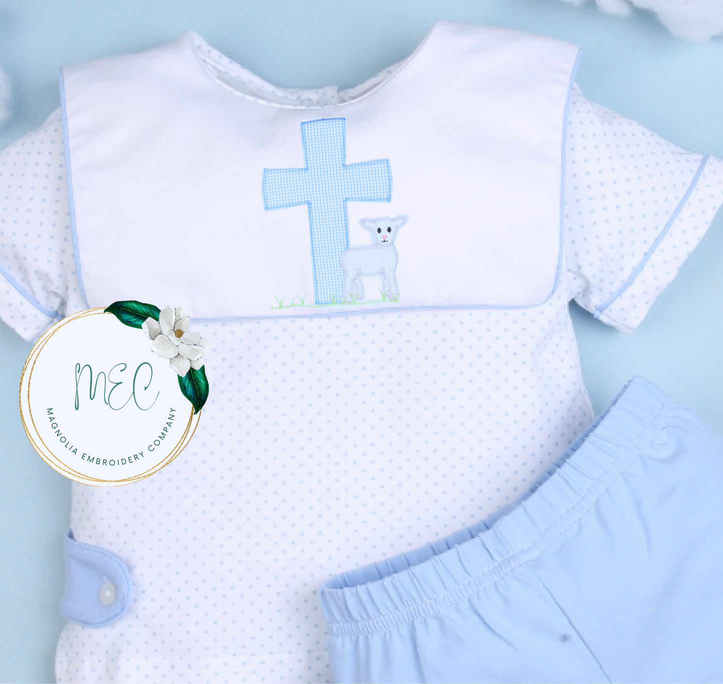 Bitty Dot Blue Short Set - Customizable