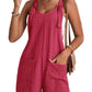 Rose Adjustable Straps Pocketed Textured Romper