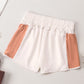 Apricot Color Block Split High Waist Shorts