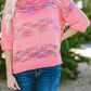 Rose Colorful Stripes 3/4 Sleeve Loose Sweater