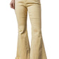 Khaki Raw Edge Mid Waist Flared Jeans