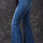 Blue Elastic High Waist Flare Jeans