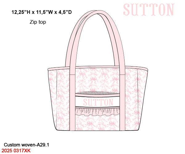 Pink Flowers + Bows Toile Luggage