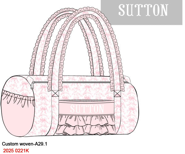 Pink Flowers + Bows Toile Luggage