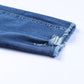 Blue Raw Hem Ankle-length Skinny Jeans