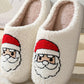 White Christmas Santa Clause Graphic Plush Slippers