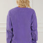 Purple MAMA Ribbed Crew Neck Pullover Sweatshirt