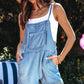 Sky Blue Grommet Tie Straps Casual Denim Romper