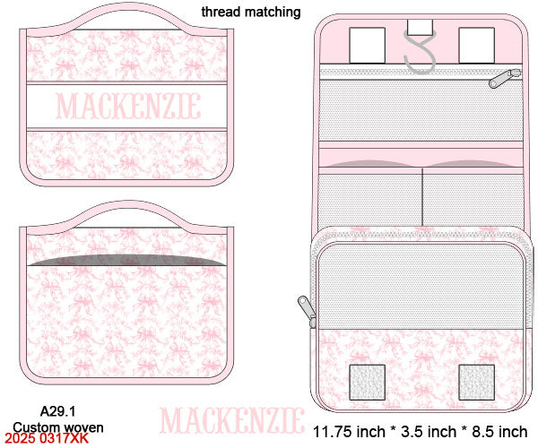 Pink Flowers + Bows Toile Luggage
