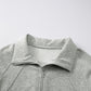 Gray Zip Up Stand Collar Ribbed Thumbhole Sleeve Sweatshirt