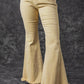 Khaki Raw Edge Mid Waist Flared Jeans