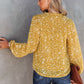 Yellow Split Neck Fall Printed Crinkled Blouse