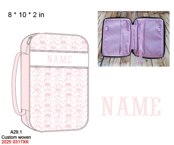 Pink Flowers + Bows Toile Luggage