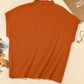 Gold Flame Patch Pocket Ribbed Knit Short Sleeve Sweater