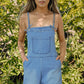 Sky Blue Grommet Tie Straps Casual Denim Romper