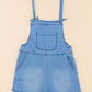 Sky Blue Grommet Tie Straps Casual Denim Romper