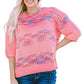 Rose Colorful Stripes 3/4 Sleeve Loose Sweater