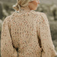 Light French Beige Colorful Dots Cable Knit Crew Neck Sweater