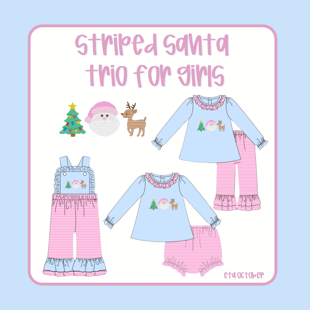 Striped Santa Trio for Girls