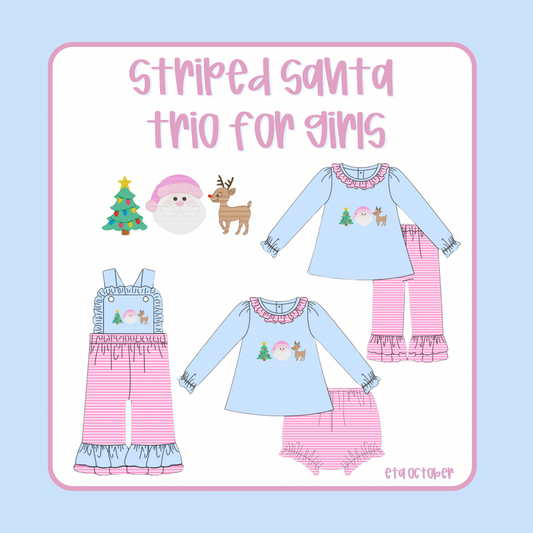 Striped Santa Trio for Girls