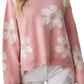 Multicolour Pearl Beaded Floral Drop Shoulder Sweater