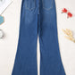 Blue Elastic High Waist Flare Jeans