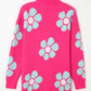 Strawberry Pink Floral Print Button up Knitted Cardigan