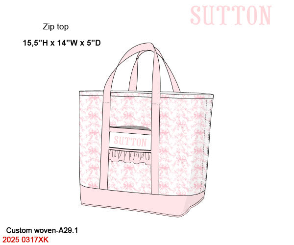 Pink Flowers + Bows Toile Luggage
