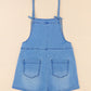 Sky Blue Grommet Tie Straps Casual Denim Romper