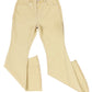 Khaki Raw Edge Mid Waist Flared Jeans