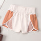 Apricot Color Block Split High Waist Shorts