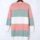 Green Colorblock Stripe Open-Front Cardigan