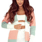 Green Colorblock Stripe Open-Front Cardigan