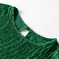 Green Tie Waist Crinkle Velvet Dress