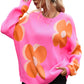 Flower Pattern Slouchy Sweater