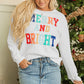 White Merry And Bright Cable Knit Pullover Sweatshirt