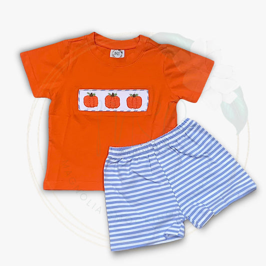 Smocked Pumpkins - Blue Stripes Collection