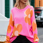 Flower Pattern Slouchy Sweater