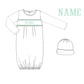 Custom Smocked Newborn Gown & Hat Set